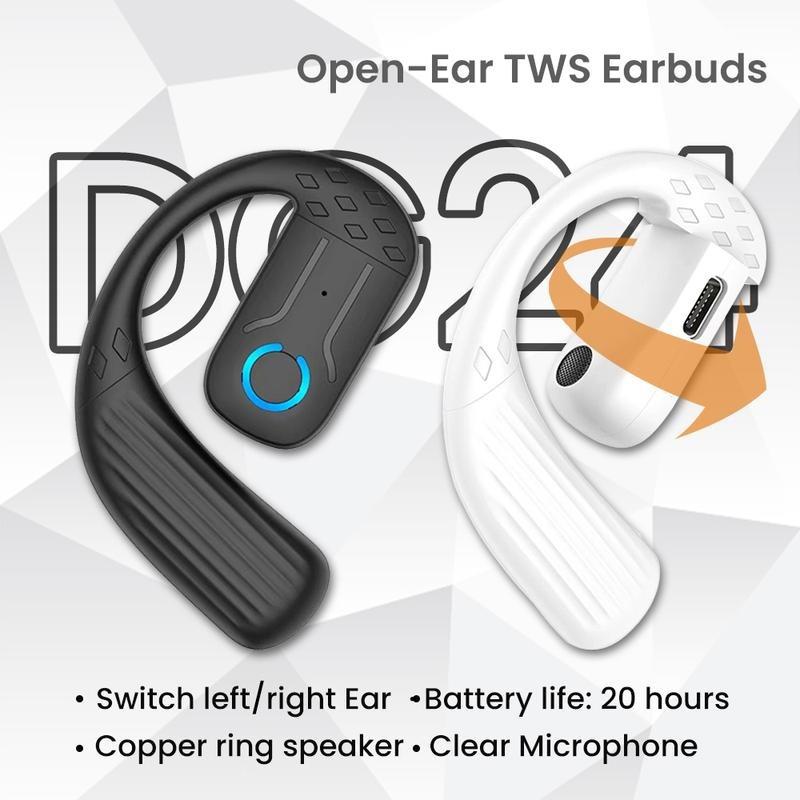 Tai Nghe Nhét Tai Nghe, DG24, Thiết Kế Mở Tai Đơn, Tai Nghe Bluetooth OWS, Tai Nghe Không Dây 2024, Âm Thanh Âm Trầm, Thích Hợp Cho Công Sở Và Thể Thao, Đeo Tai Trái Và Phải, Điều Khiển Cảm Ứng Micrô, Phiên Bản Mới 5.4 Nghe Nhạc Earphone