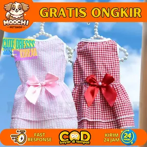 MOOCIPETSHOP Baju Anjing Kucing Korea / Dress Anjing / Dress Anjing Korea / Baju Anjing - Baju Kucing Model Dress Bourges Series size XS-XL - Baju Kucing Bahan Katun Dress Series / Baju Kucing Anjing Kelinci / Size XS-XXL / Yuk Belanja Gaes!