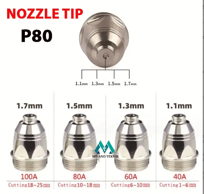 Set Nozzle & Electrode Tip Plasma Cut Mata Plasma P80 P 80 P.80 Cut100 1