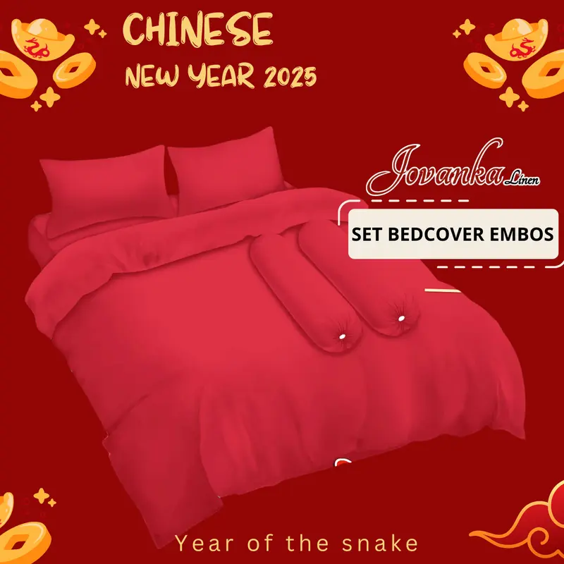 Jovanka Bedcover Set Polos Emboss Ukuran King 180x200x20 Dan Queen 160x200x20 Untuk Kasur Lebih Mewah 5