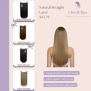 ChrylClips HAIRCLIPS LURUS NATURAL STRAIGHT 50 CM BIG LAYER LURUS NATURAL KOREAN HAIRCLIP Cocok untuk Gaya Rambut Straight Tipe BIG LAYER Memberikan Tampilan Lebih Alami