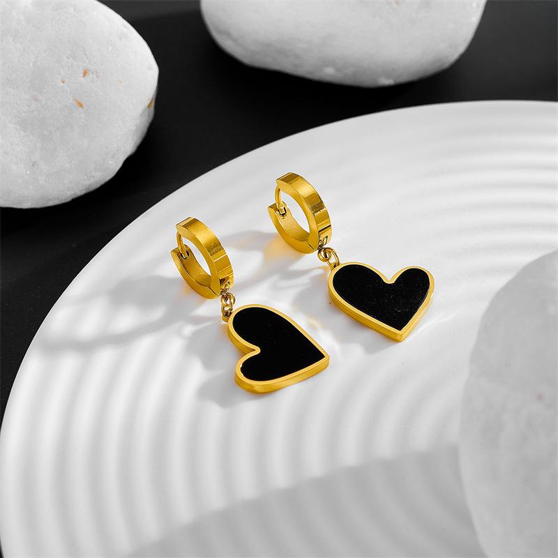 Fashion Elegant Love Heart Titanium Steel Drop Earring For Women Girl Simple Romantic Charms Hoop Earring Vintage Trendy Jewelry Gift 4