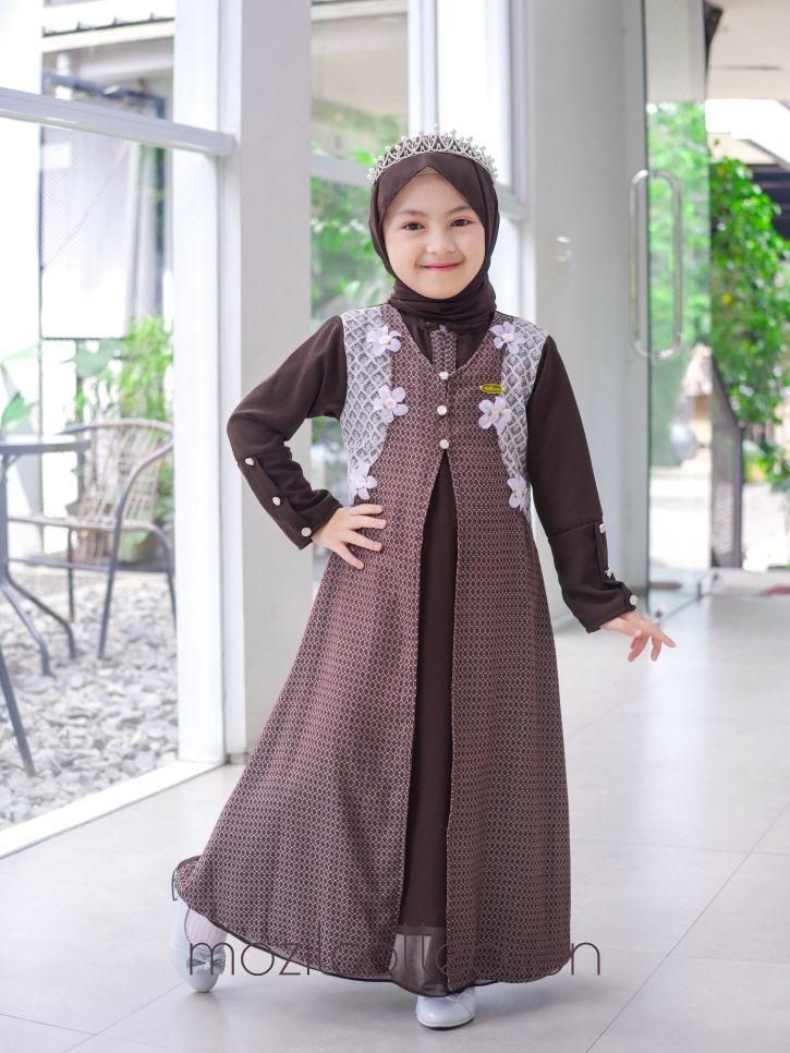 Aisha Kids Set Hijab Gamis Anak Usia 3-13tahun Terbaru Ceruty Baju Muslim Lebaran