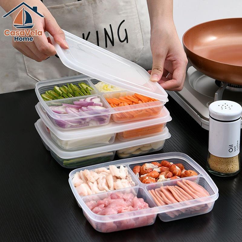 Hộp Chia Thực Phẩm 4 Ngăn - Hộp Nhựa Bảo Quản Thịt Đông Lạnh Tiện Lợi