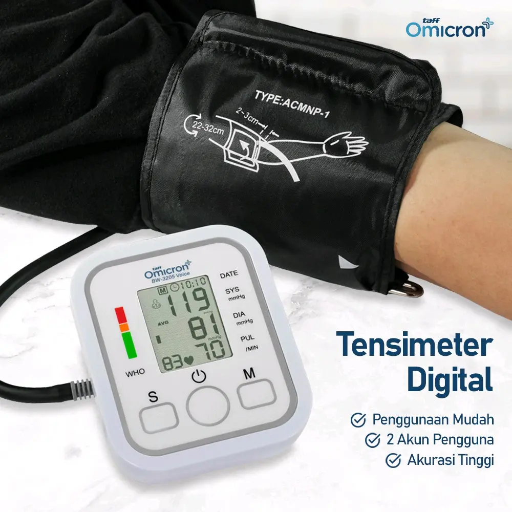 TENSI DARAH DIGITAL TAFF OMICRON  TENSIMETER DIGITAL DENGAN MANSET LENGAN