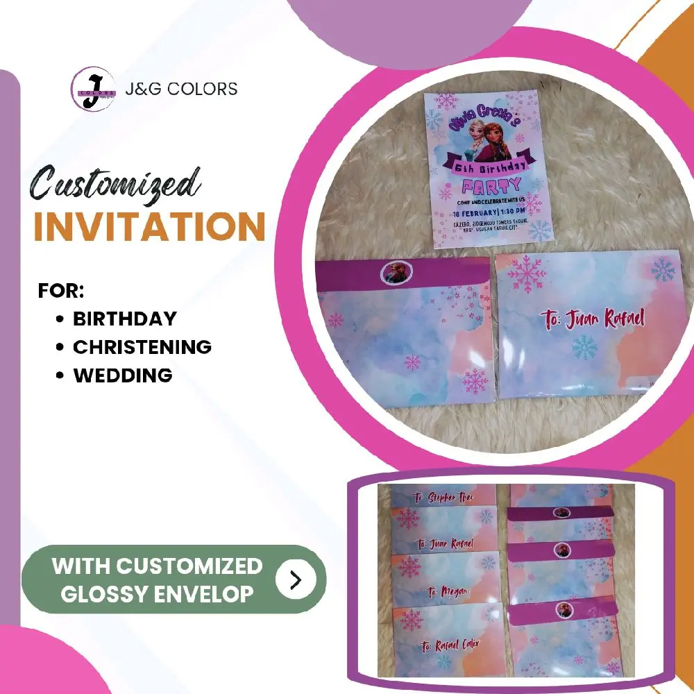 Customized invitation for all accassions with personalized envelope 3r size