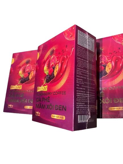 [Mẫu mới nhất] Cà phê mâm xôi đen Blackberry Coffee  vị lê gai chính hãng có tem  kiểm tra QR code,có logo in chìm trên vỏ hộp, Cafe 2