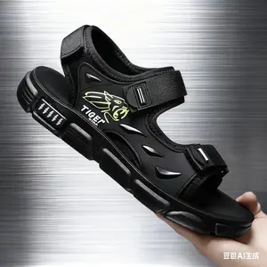 Sandal Casual Sport Outdoor – TIGER Black Edition, Sol Tebal Kokoh, Adjustable Strap, Nyaman Dipakai Harian, Traveling & Santai