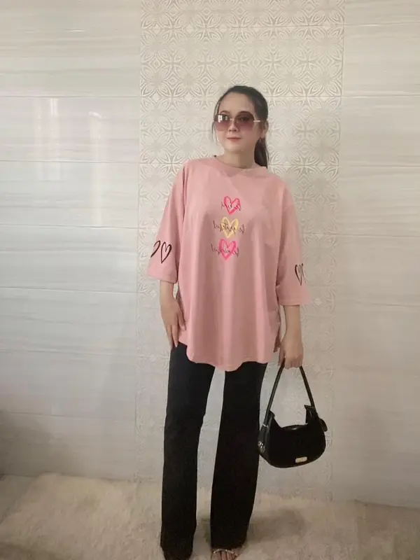 KAOS OVERSIZE /ATASAN WANITA/ATASAN KEKINIAN LENGAN 7/8/ATASAN HIJAB 3