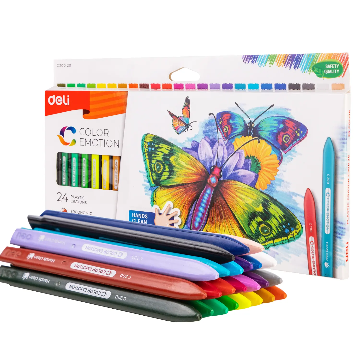 Deli Krayon Sekolah 24 Warna Cerah Bentuk segitiga ergonomis tidak beracun EC20020 stationery