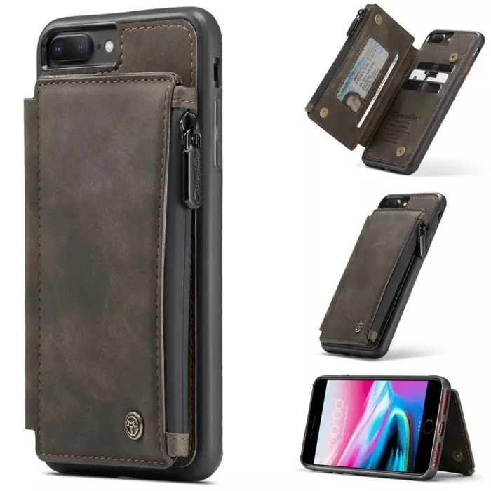 *Promo Leather Case Iphone 7+ / 8+ 7 8 Plus Dompet Ritsleting Card Holder
