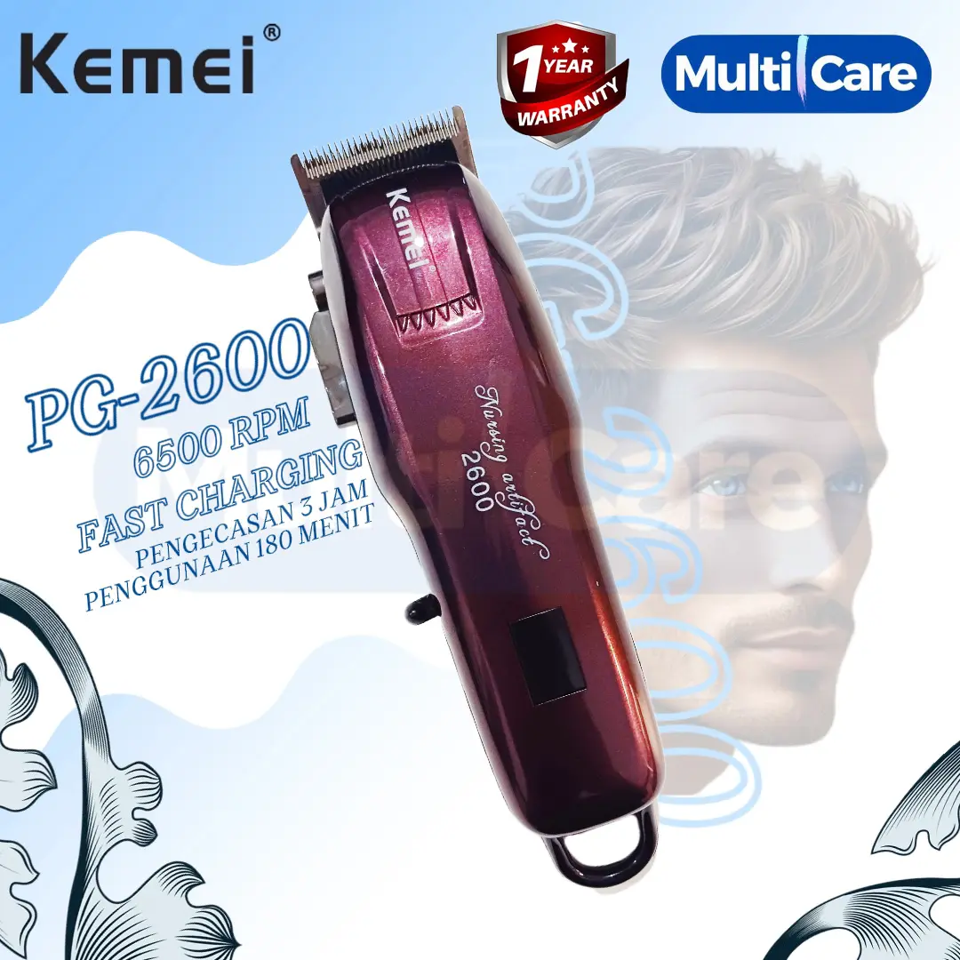 KEMEI PG KM-2600 Professional Rechargeable Electric Hair Clipper Cordless