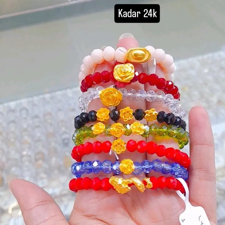 Charm Model Bunga Uang Kuno dan Naga dengan Manik