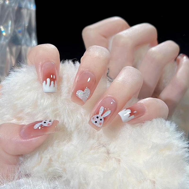 Product Introduction of [Glue Included] Medium-long, Simply Printed, Youthful Detachable Handmade False Nails [24-Piece Set] 18