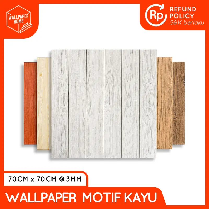 Wallpaper Dinding 3D Motif Kayu Wood Foam - Ukuran 70cm x 70cm, Anti Air dan Anti Noda 0