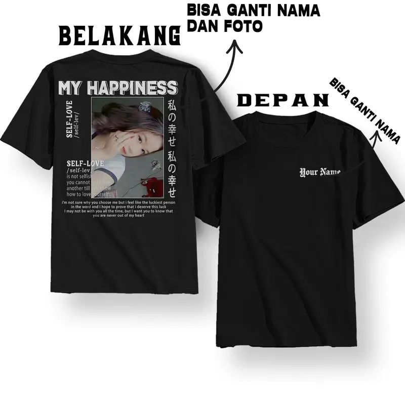 Custom Kaos Desain Aesthetic / Custom Baju Kaos Foto / Kaos Bucin / Bisa ganti foto kamu / Sablon DTF Couple 0