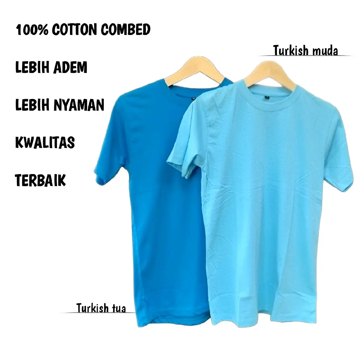 Kaos Polos Turkish Muda Turkish Tua Biru Benhur Dan Biru Navy Bahan Combed 30s Katun Polos Baju Distro Combat Nyaman Pria
