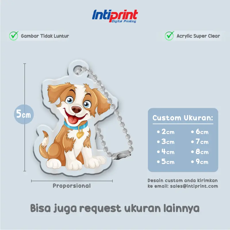 Gantungan Kunci Akrilik Print UV Custom Desain / Acrylic Keychain Custom Logo / Custom Foto Nama 2