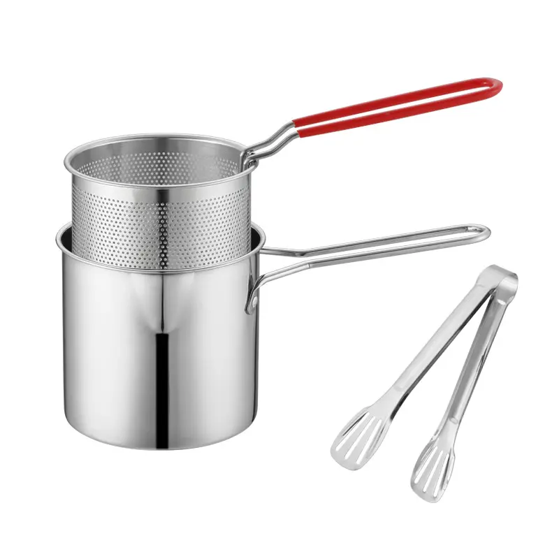 [LXS] Panci Multifungsi 3 in 1 Multi Deep Fryer Set Panci Penggorengan Rebus Stainless Steel Saringan Capitan Klip Makanan 7