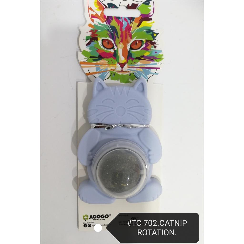 (1xPcs) TC702 Catnip Rotation Ball Cat Toy Agogo [Random Color] Rotating Fun Kucing Bebola Pusing Kucingan