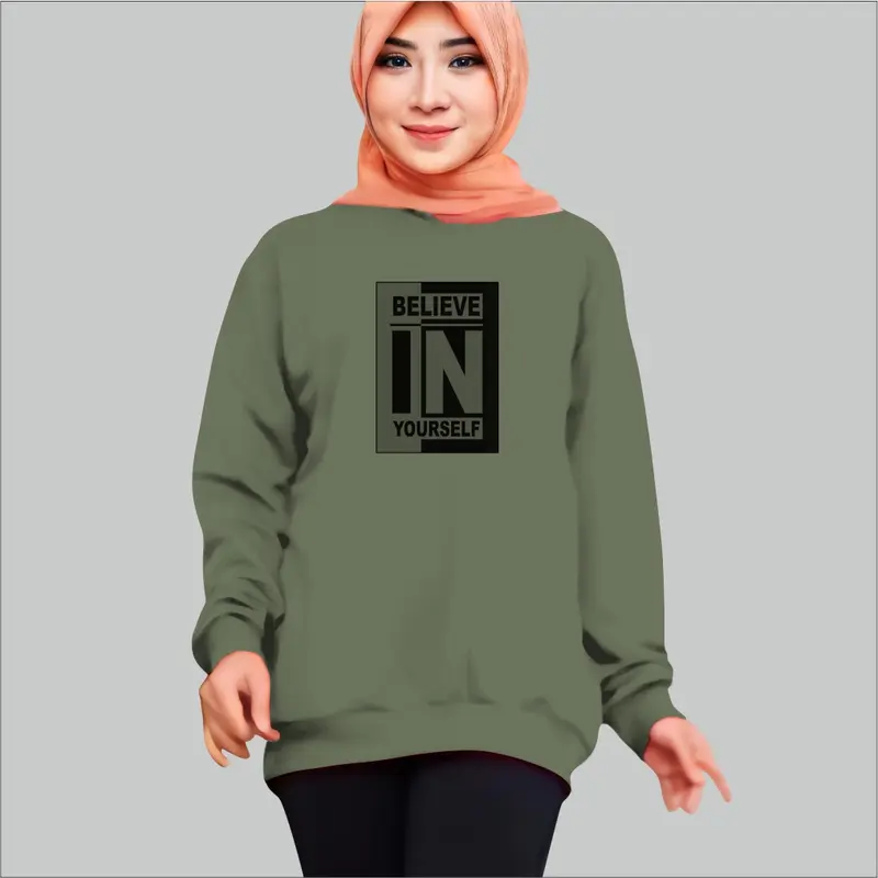 Kaos Wanita Lengan Panjang Motif BelieveIN atasan Sweatshirt #Fyp 0