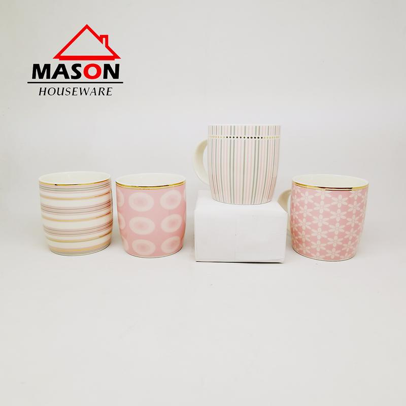 MASON Mug Kermaik / Mug Teh / Mug Kopi Motif Pink Colour 9,2cm 1