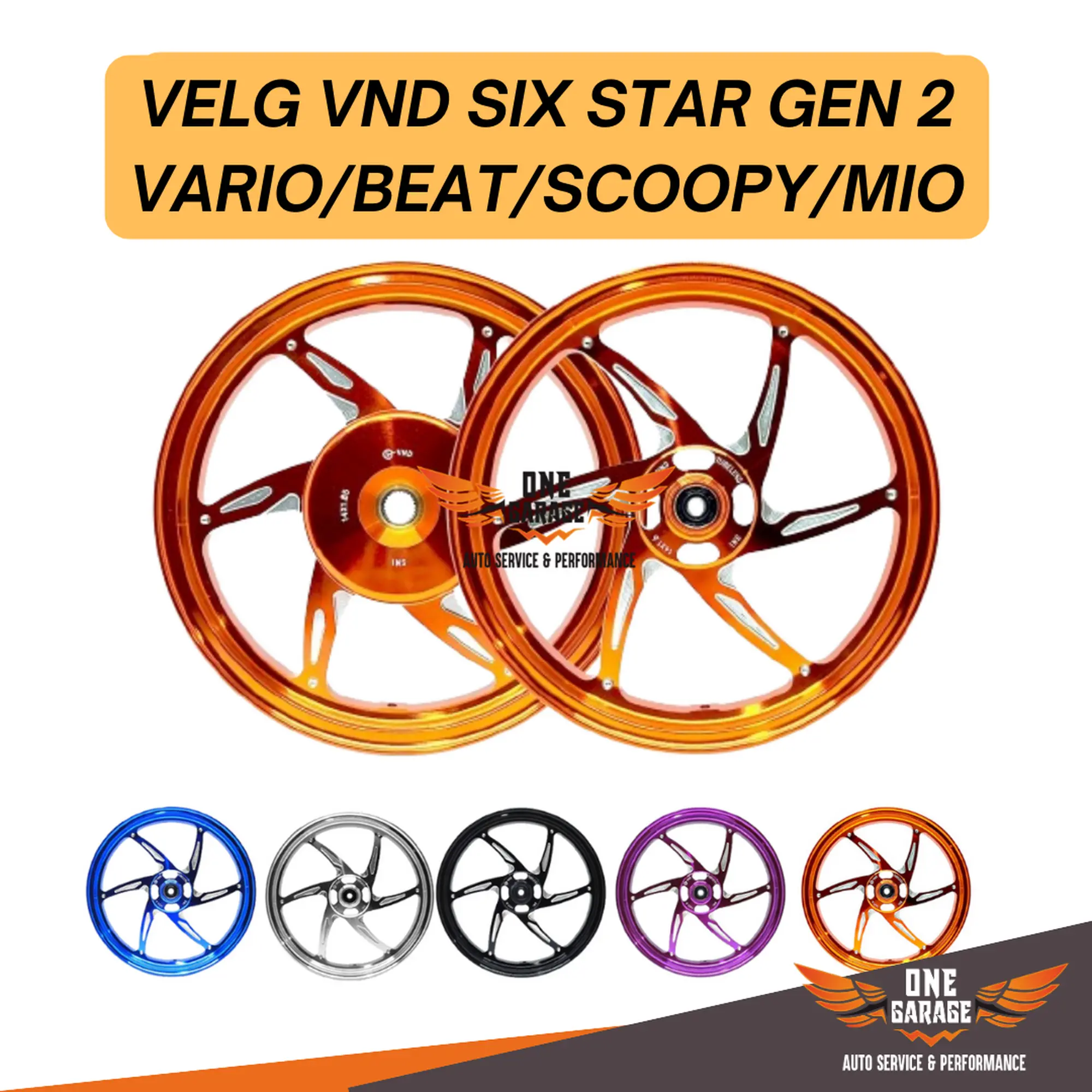 Velg VND Six Star V2 Vario Beat Scoopy Mio 160x14 & 185x14 Accessories Motorcycle Asli Ban Mesin Cakram Sporty Racing
