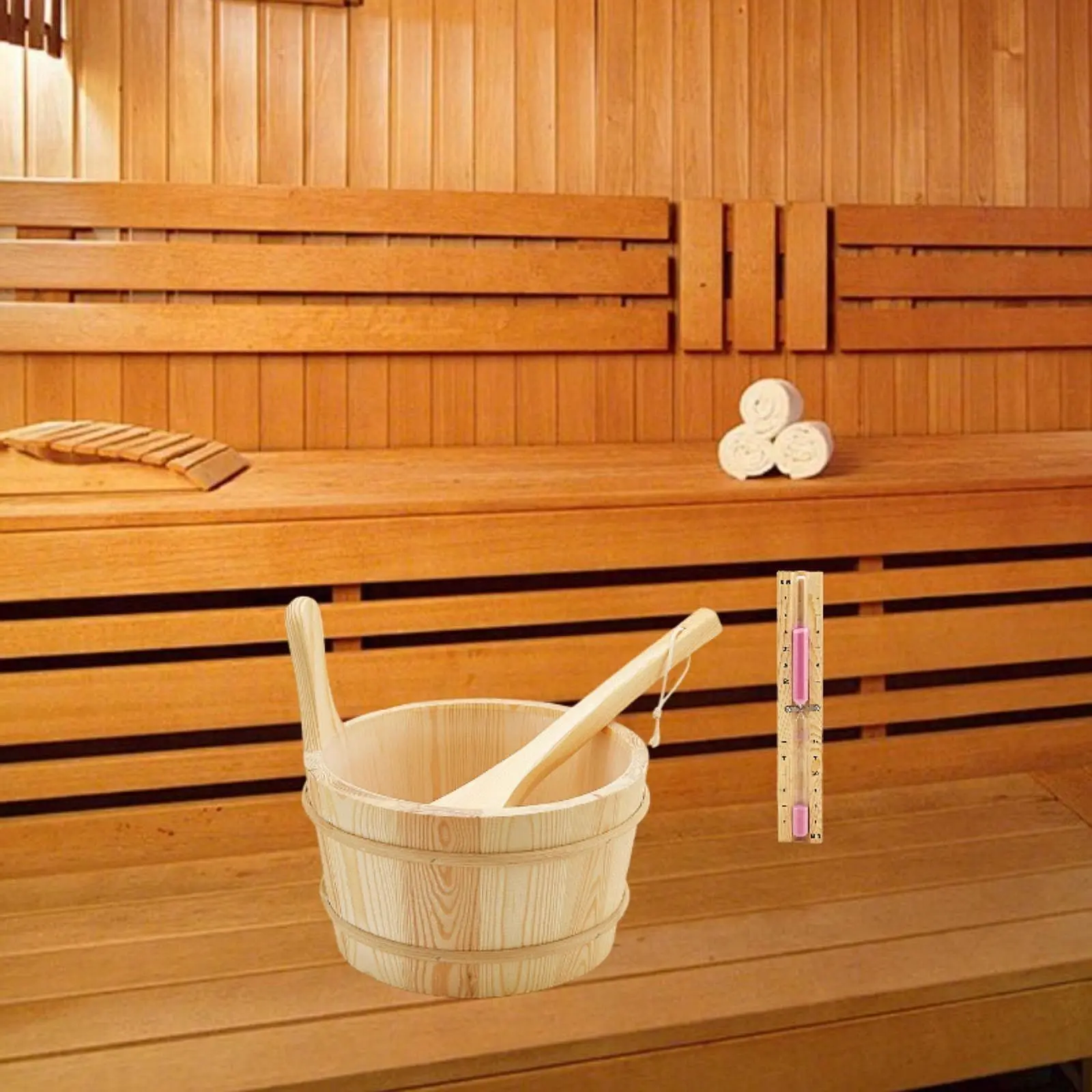Sauna Bucket and Ladle 4L Sauna Accessory for Bathrooms Hotel Home