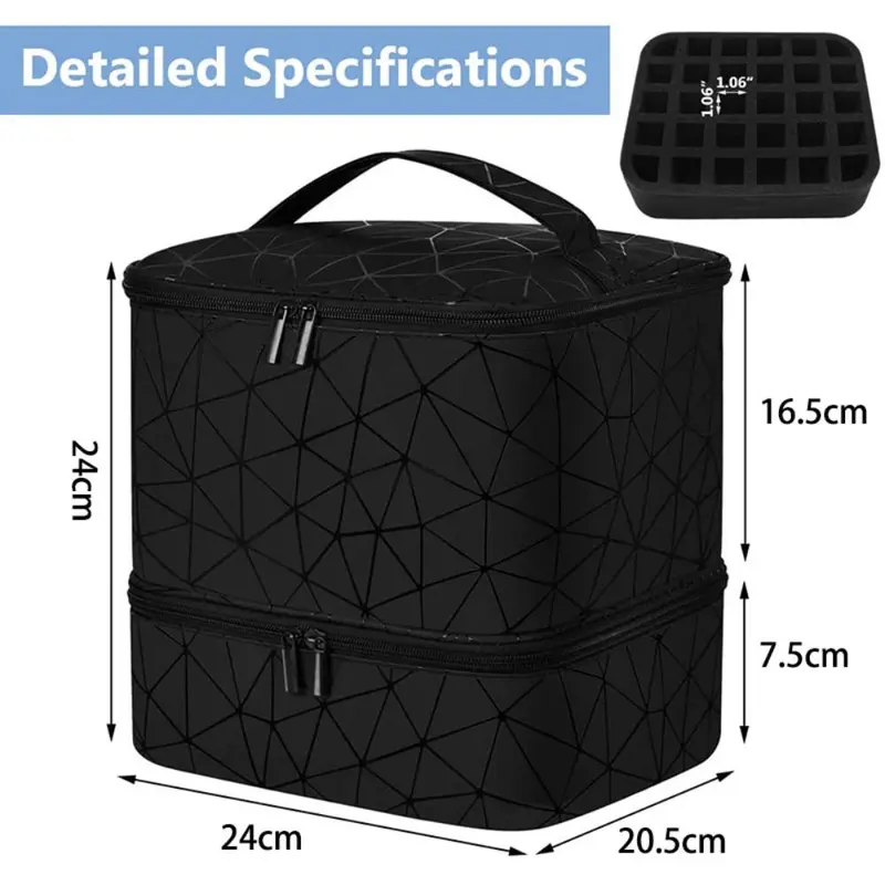 Túi Sắp Xếp Móng Tay 30 Ngăn Túi Trang Điểm Hai Lớp Bằng Nylon PU Mới Có Tay Cầm Túi Xách Túi Làm Móng Cho Gel Sơn Móng Tay 2