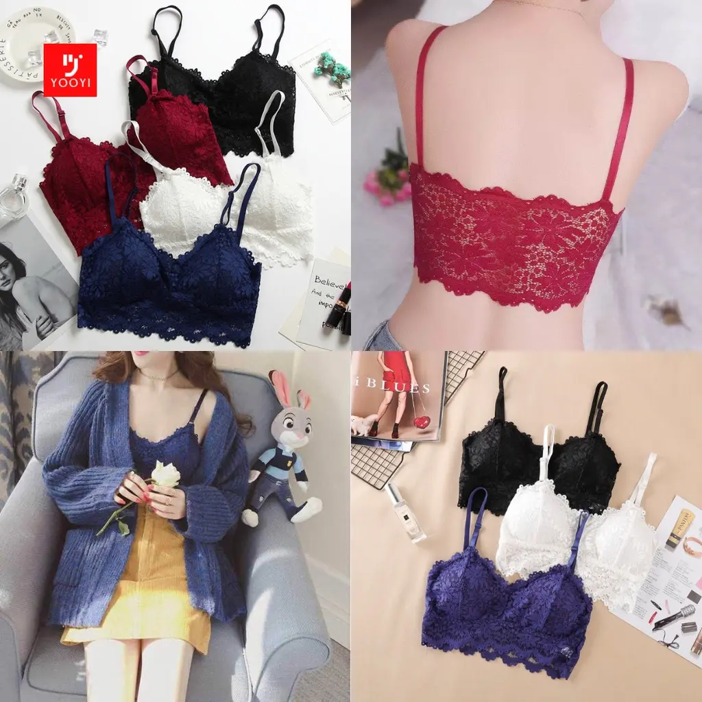 Yooyi Sport Bra Push Up Remaja Dewasa BH Wanita Tanpa Kawat Sexy Busa Tebal Motif Bunga GYM Fitness Senam Zumba Yoga 007