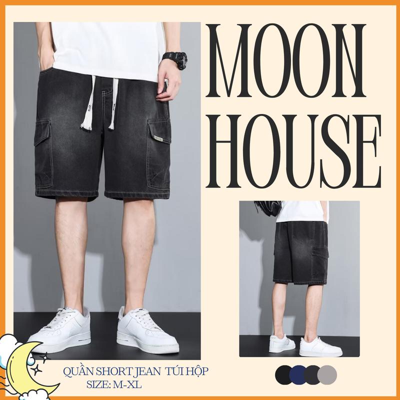  Quần short jean nam nữ Khói Túi Hộp MOON HOUSE S2 đa dạng mẫu mã năng động thoải mái Menswear Ong Pants Có Túi 