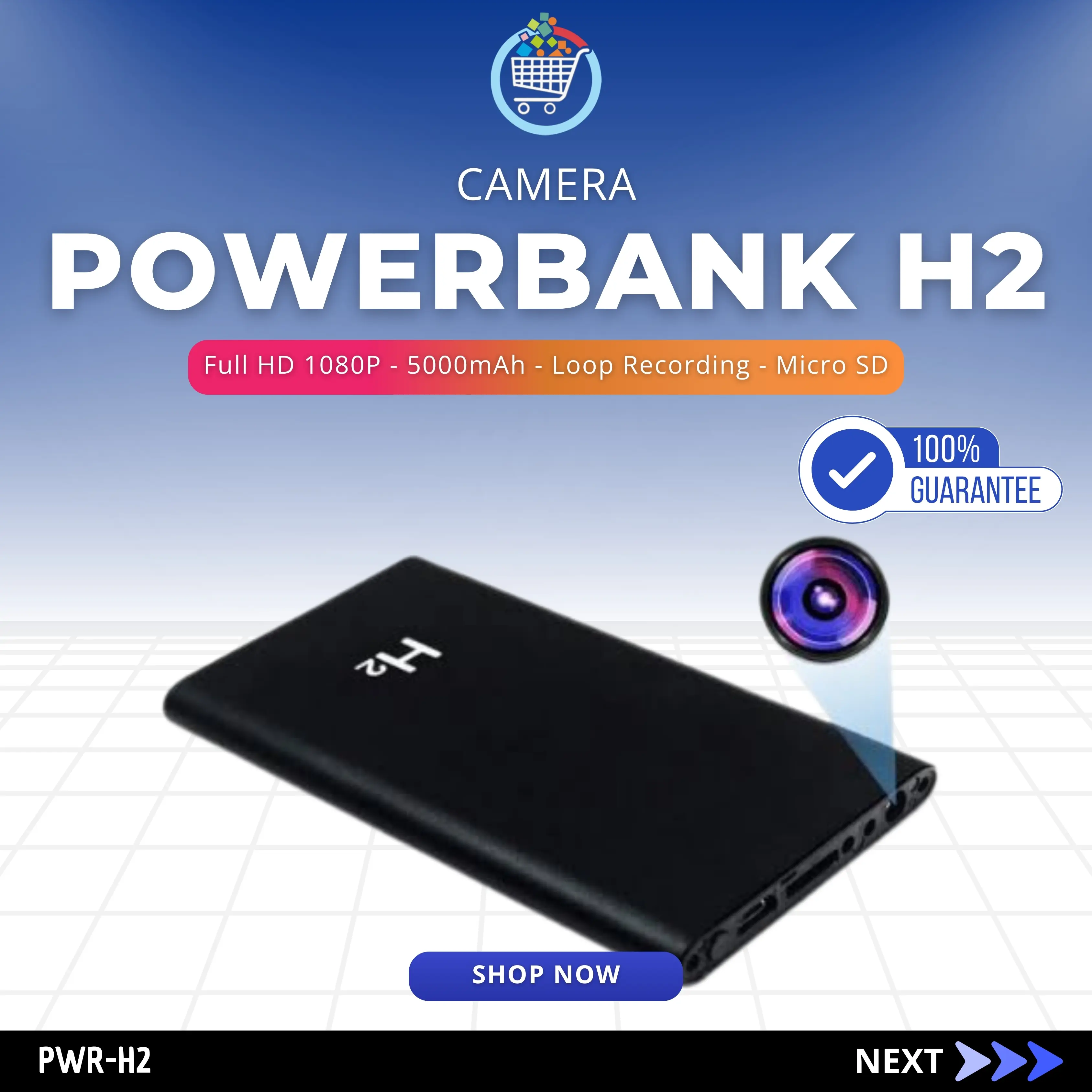 SEPTIJAYA Kamera PWR H2 1080P Video Audio Recorder No WiFi Support Micro SD Camcorder Recording Device Portable Multifungsi