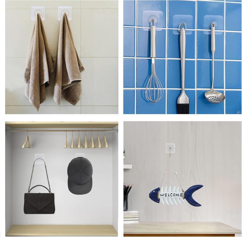 20Piece kitchen spatula spoon hook Adhesive Hooks Heavy Duty,Wall Hooks for Hanging,Screw Free Sticker,Seamless Screws for Wall Mount,2 in 1 Reusable for Kitchen,Bathroom,Home,Office White Self Adhesive Hooks Organiser 8