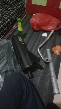 Product Review of Knalpot Standar Racing Original GOLD EXHAUST Full Aksesoris Tameng Air Blade Gen 2 Bass Adem untuk Motor Vario, Beat, Nmax, Aerox, PCX Motorcycle Motorcycle shijiro Kamera from p**a 1