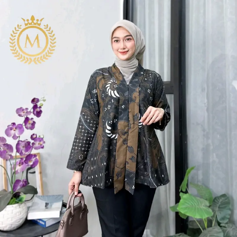 0ATASAN BATIK WANITA MODERN BAJU BATIK KANTOR WANITA COUPLE BATIK NEW HEM BLUS BLOUSE TRENDING INTERNATIONAL COUPLE SERAGAM TERLARIS - Katun 5