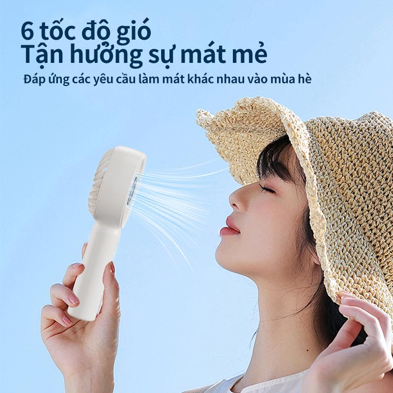Quạt cầm tay mini, 5000mAh, 3 mức điều chỉnh gió mạnh, độ ồn thấp, có thể gập lại, thời lượng pin dài 5