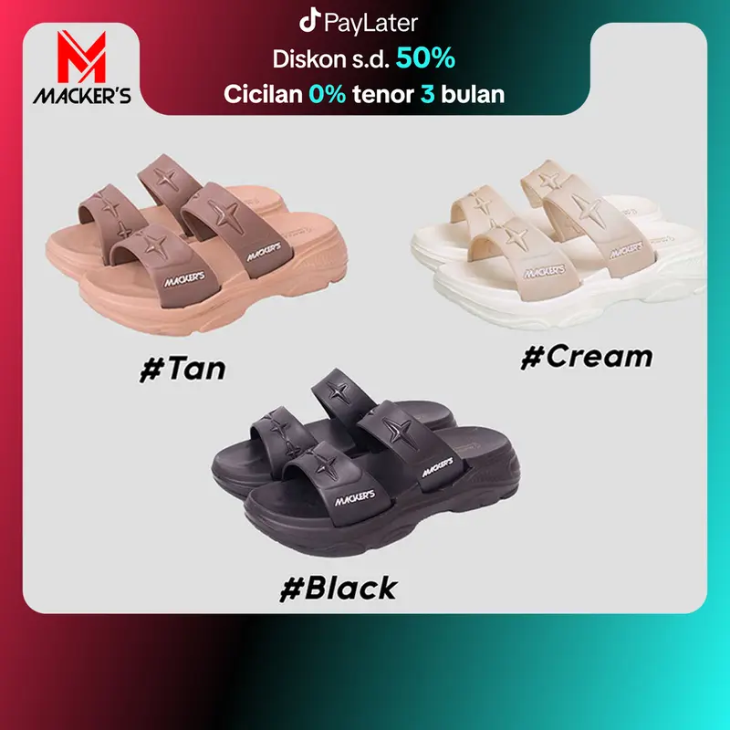 [MACKER'S] 2411 Sandal Slop Karet Wanita Tinggi Tebal Model Kasual Kekinian Fashionable 0