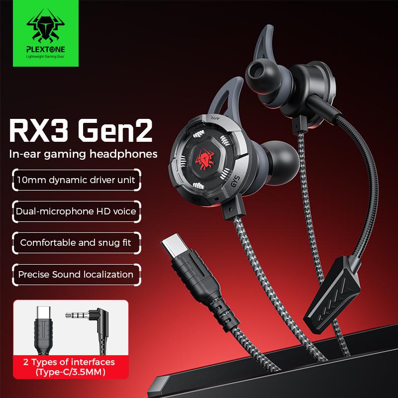 PLEXTONE RX3 Gen2 Tai Nghe Chơi Game với Mic Dài Tai Nghe Nhét Tai Có Dây Micrô Tháo Rời Thích Hợp Cho Điện Thoại Di Động Máy Tính Xách Tay PC PS5