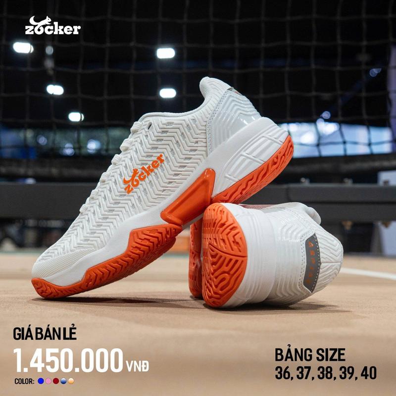 [COMBO 2 QUÀ] Giày Pickleball Nam/Nữ Zocker Aspire Chính Hãng Cao Cấp, Size 36 - 44 (TĂNG 1 SIZE), Upper TPU Cao Cấp Gĩu Form Tốt,  Đế Siêu Bám Non Marking, Chơi Pickleball Chuyên Nghiệp