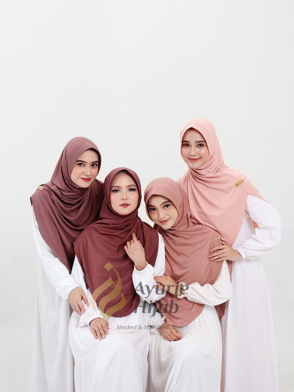 AYURIE - Mala Instan Hijab Ped Syar'i Jersey Premium Oval Simpel langsung Slup Kerudung Nyaman Adem Anti Ribet Mulsim Khimar Sporty 1