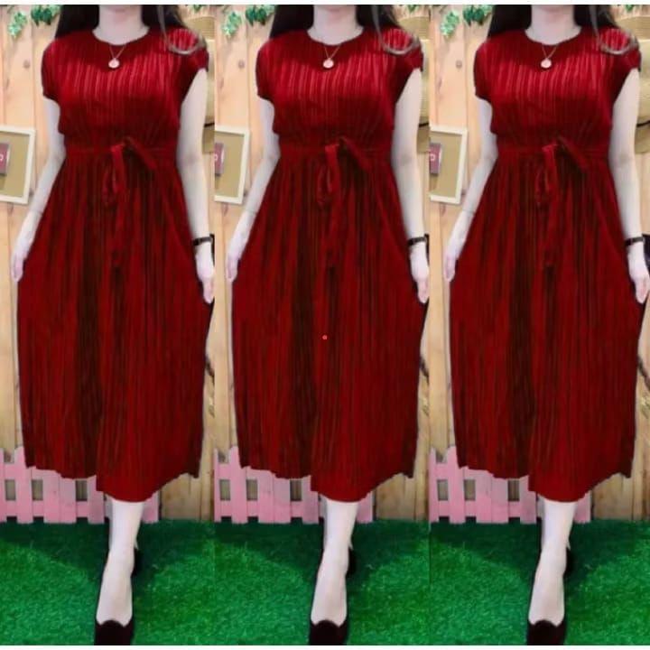 Daster Midi dres plisket terbaru.daster wanita kekinian.dres terlaris 2025.dres wanita termurah