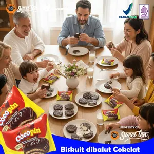 Sweet Ten Coco Pin Biskuit Coklat Krim 16gr isi 20-60 pcs Snack Cream Cemilan Cookies Halal Makanan Kering Manis Susu Cokelat
