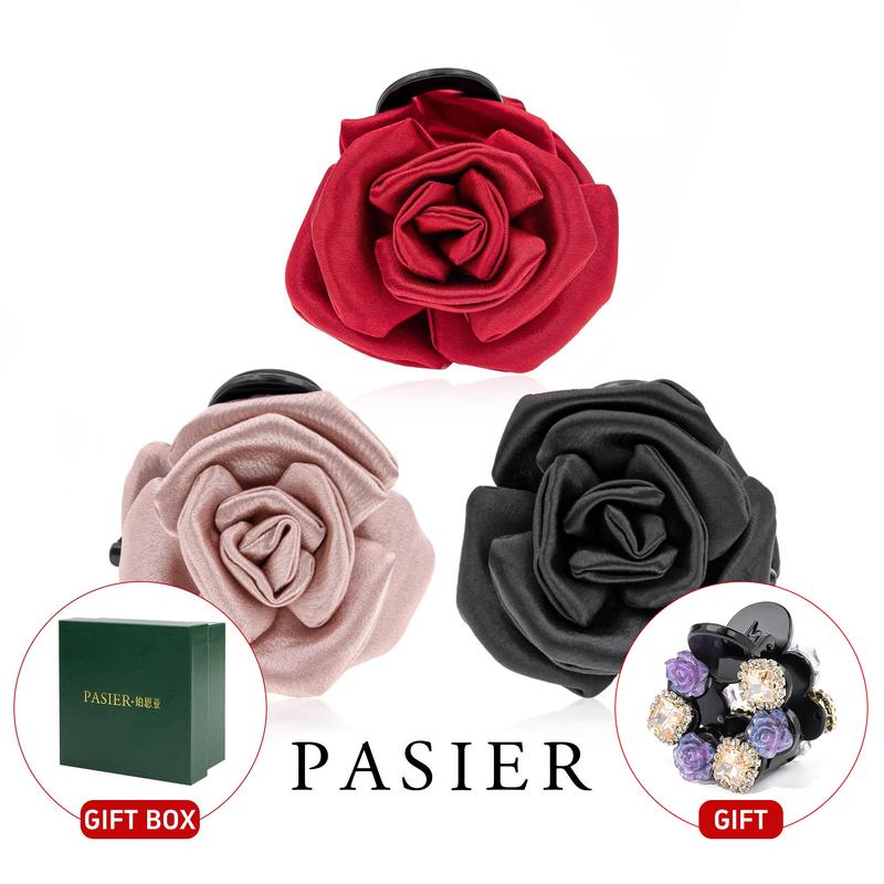 Kẹp Tóc Càng Cua Hoa Hồng,kẹp bông hoa lụa Phong Cách Cổ Tích Hepburn Lộng Lẫy Và Thanh Lịch 8Cm Thích Hợp Cho Mọi Dòng Tóc NN177 Được Đóng Gói Trong Hộp Quà DR