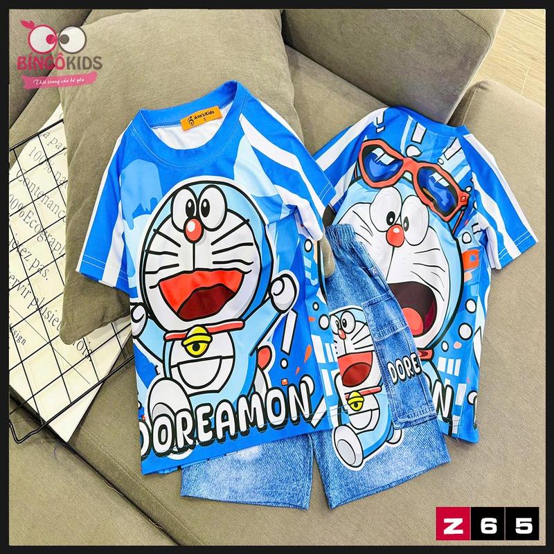 Đồ bộ bé trai mặc nhà quần đùi áo tay ngắn chất thun lạnh 3D họa tiết hoạt hình dễ thương