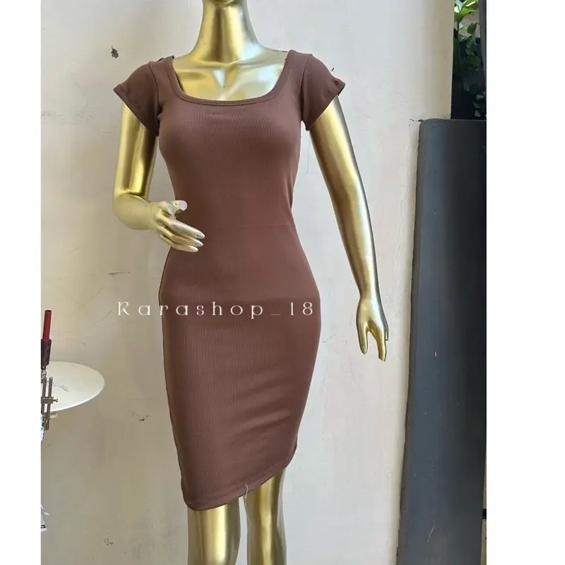 Dress Wanita Rib Lisa Square Fit Body Casual - Elegant dan Nyaman 5