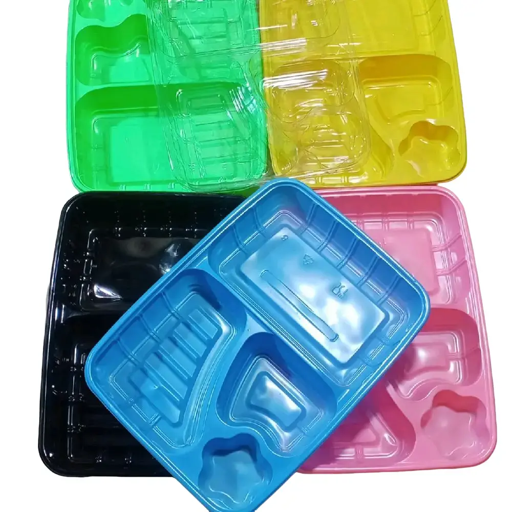 25pcs Mika Bento 4 Sekat Warna Warni/Mika Bento Plastik Warna/Kotak Makan Bento Warna