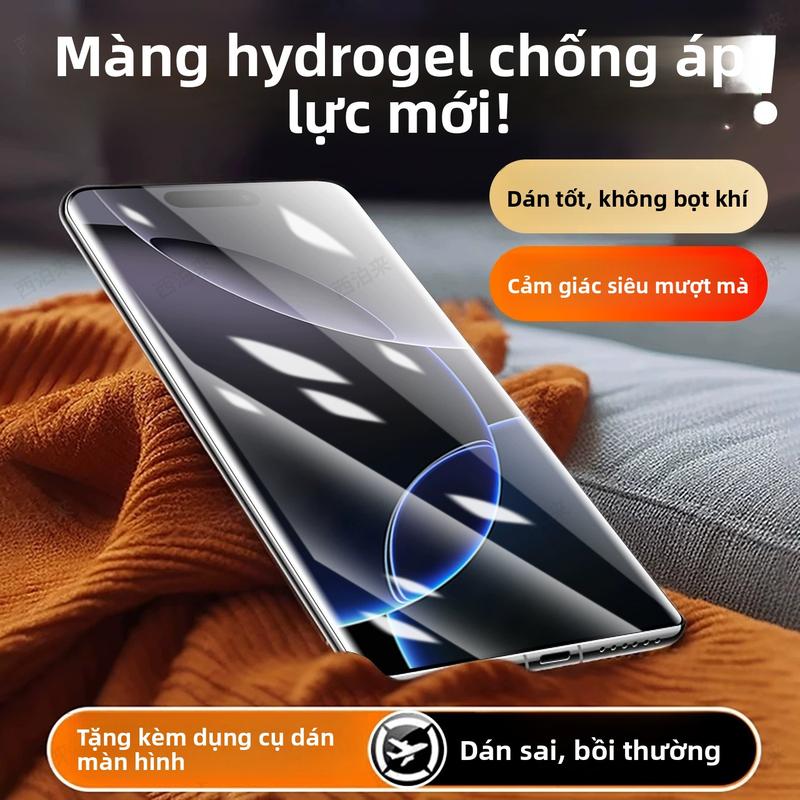 Miếng dán màn hình điện thoại iPhone mẫu mới chống áp lực, hiệu ứng gel nước; mô phỏng 1:1 đúng với thiết bị thực tế, phủ toàn màn hình, tái tạo cảm giác chạm như màn hình gốc, chống trầy xước, chịu va đập, chống dầu và chống vân tay.