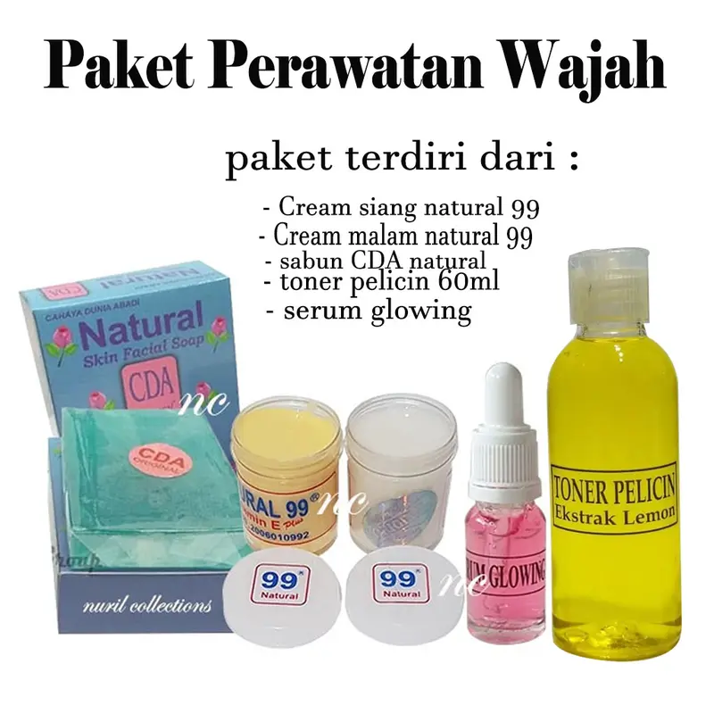 paket perawatan wajah - paket natural 99 + toner pelicin plus serum glowing 0