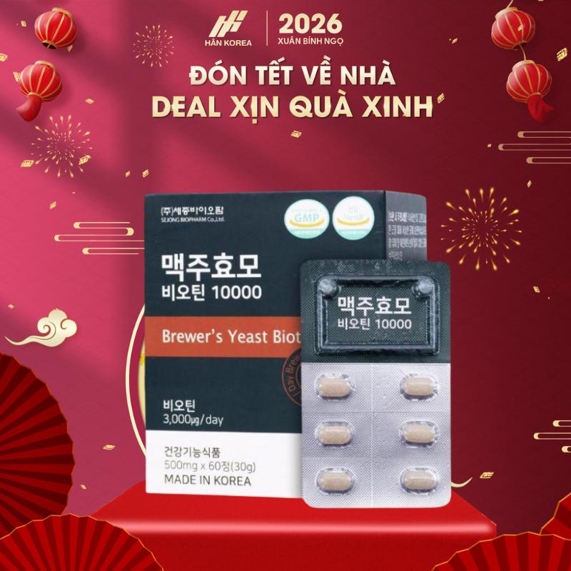  A14 -  LIVETREAM  - Viên uống mọc tóc biotin men bia khô 60 viên 
