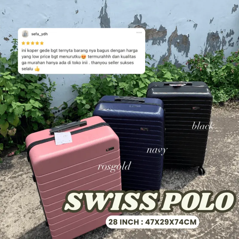 BAGPARK Koper Fiber Swiss Polo 28 Inch / Koper Jumbo / Motif Polos Garis /  Bagasi SIze / Koper Import / Koper Murah / Koper Mudik Jumbo / Koper Polo Fiber Jumbo 1